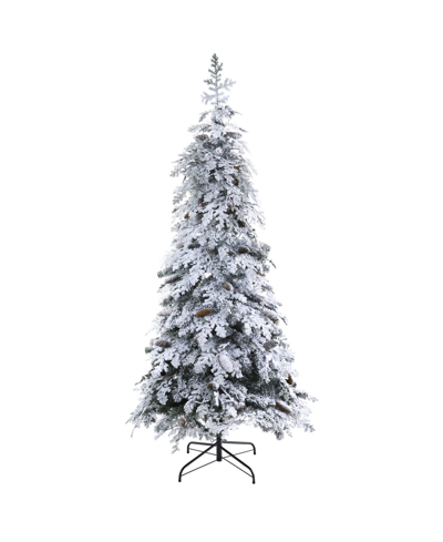 Nearly Natural Flocked Montana Down Swept Spruce Artificial Christmas Tree With Pinecones And 400 Led Lights In Multi