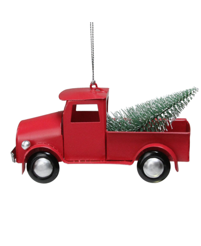 Northlight Iron Truck With Frosted Tree Christmas Ornament In Red