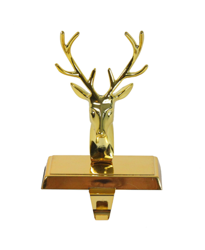 Northlight 8" Shiny Gold Metal Deer Christmas Stocking Holder In Multi