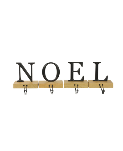 Northlight Set Of 4 Metal And Wood Noel Christmas Stocking Holder In Black