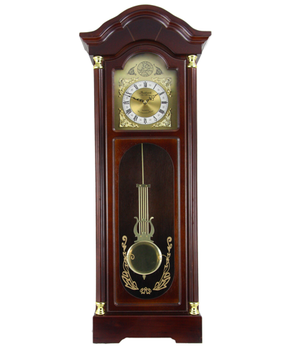 Bedford Clock Collection 33" Antique Chiming Wall Clock With Roman Numerals In Cherry Oak