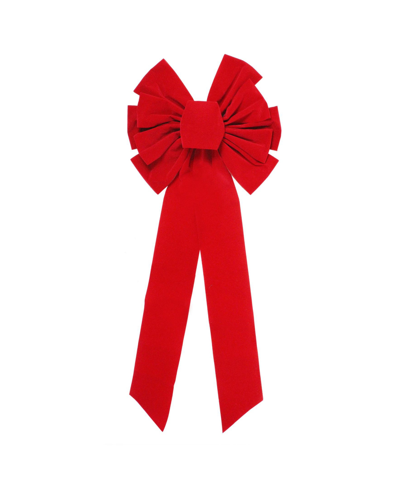 Northlight 11-loop Velveteen Christmas Bow Decoration In Red