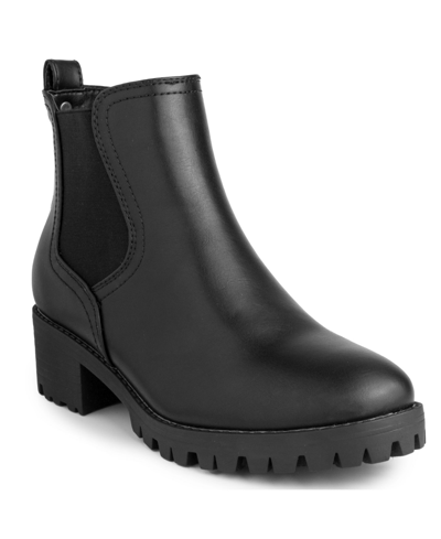 Sugar Kelce Womens Faux-leather Slip-on Ankle Boots In Black