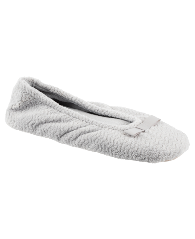 Isotoner Signature Women's Chevron Micro Terry Ballerina Slipper In Light Gray