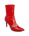 Juicy Couture Tommi Womens Faux Leather Pointed Toe Ankle Boots In Red Croco- R