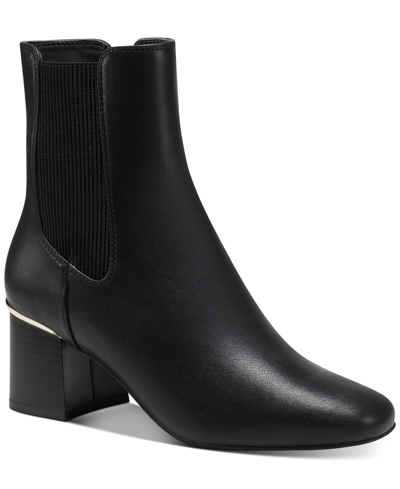 Alfani Women's Rockee Square-toe Booties, Created For Macy's In Black Smooth