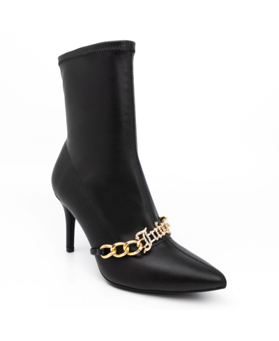 Juicy Couture Tommi Womens Faux Leather Pointed Toe Ankle Boots In Black- B