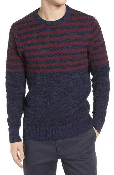 The Normal Brand Cotton Pique Sweater In Navy/ Oxblood