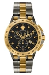 Versace Sport Tech Multifunction Bracelet Watch, 45mm In Black Two Tone