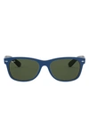 Ray Ban Ray-ban New Wayfarer Sunglasses, Rb2132 55 In Top Rubber Blue On Shiny Black/green