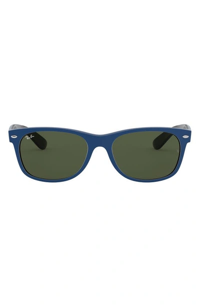 Ray Ban Ray-ban New Wayfarer Sunglasses, Rb2132 55 In Top Rubber Blue On Shiny Black/green