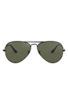 Ray Ban Ray-ban Original Brow Bar Aviator Sunglasses, 58mm In Black Polar