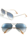 Ray Ban Standard Original 58mm Aviator Sunglasses In Gold/ Blue Gradient