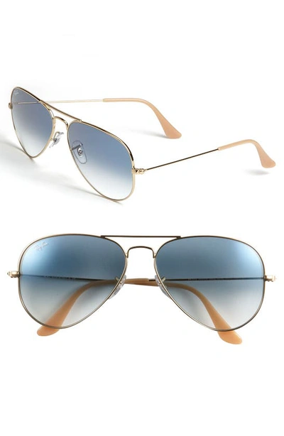 Ray Ban Standard Original 58mm Aviator Sunglasses In Gold/ Blue Gradient