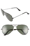 Ray Ban Standard Original 58mm Aviator Sunglasses In Black