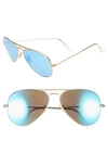 Ray Ban Standard Icons 58mm Mirrored Polarized Aviator Sunglasses In Gold/ Blue Mirror