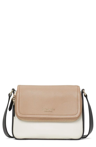 Kate Spade Run Around Large Flap Crossbody Bag In Tan/ Black Multi