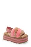 Ugg Disco Genuine Shearling Slingback Slipper In Chestnut / Pink Rose