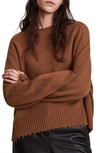 Allsaints Kiera Cashmere Blend Crewneck Sweater In Spiced Hon