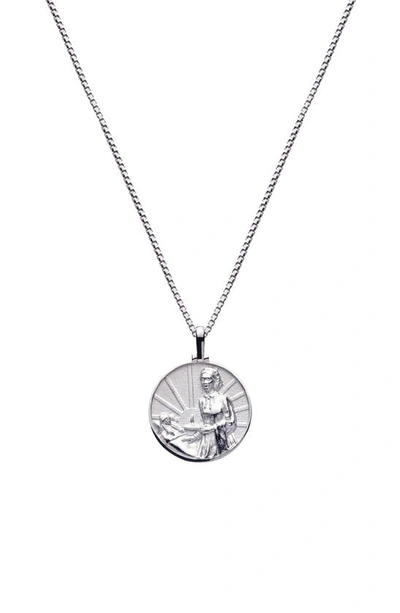 Awe Inspired Solid 14k White Gold Florence Nightingale Necklace In Sterling Silver