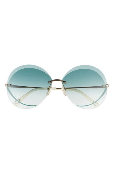 Chloé 64mm Gradient Round Sunglasses In Gold/ Teal