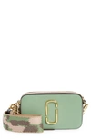 Marc Jacobs The Snapshot Leather Crossbody Bag In Silver Sage Multi