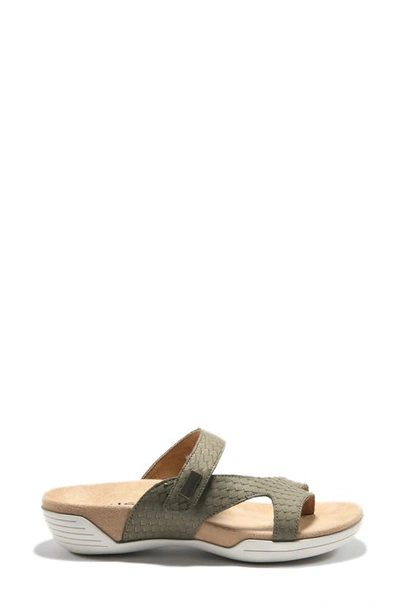 Halsa Footwear Hälsa Darline Asymmetrical Slide Sandal In Green Leather