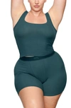 Skims Soft Lounge Ribbed Stretch-modal Jersey Tank In Teal