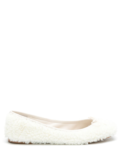 Sarah Chofakian Loby Textured Ballerina Shoes In Weiss