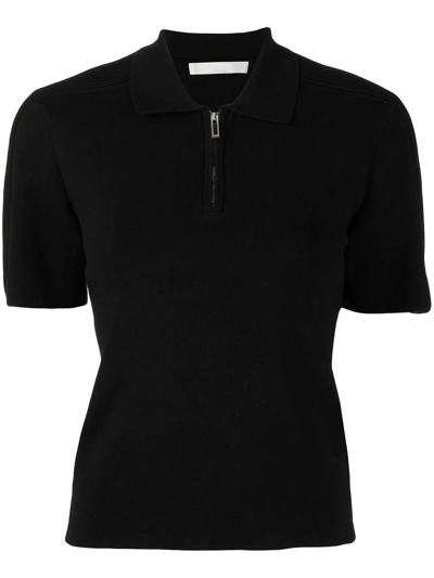 Dion Lee Zip-front Short-sleeved Polo Shirt In Schwarz
