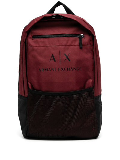 Armani Exchange Two-tone Zip-up Backpack In Rot