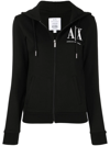 Armani Exchange Logo-print Zip-up Hoodie In Schwarz