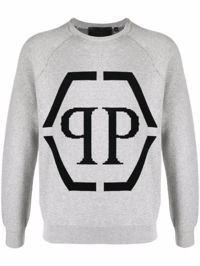 Philipp Plein Logo-print Sweatshirt In Grau