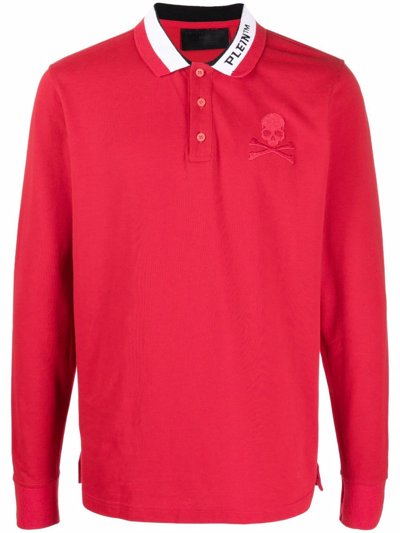 Philipp Plein Skull-motif Cotton Polo Shirt In Rot