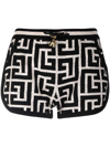 Balmain Monogram Wool And Linen-blend Shorts In Schwarz
