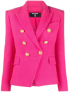 Balmain Embossed-button Double-breasted Blazer In Rosa
