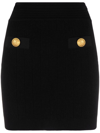 Balmain Black Pencil Mini Skirt With Jewel Buttons In Tweed Woman In Schwarz