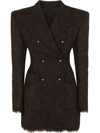 Dolce & Gabbana Double-breasted Cordonetto Lace Jacket In Schwarz