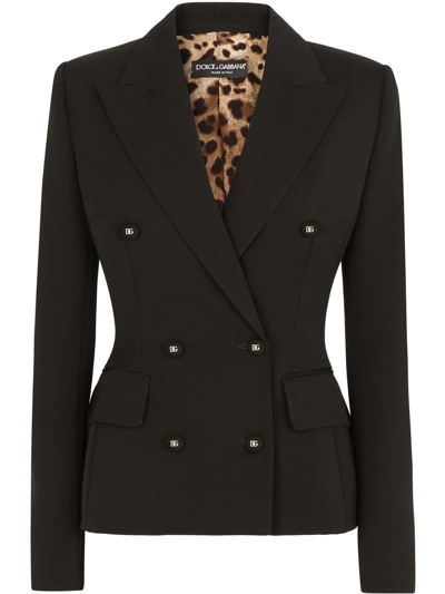 Dolce & Gabbana Double-breasted Wool Blazer In Schwarz