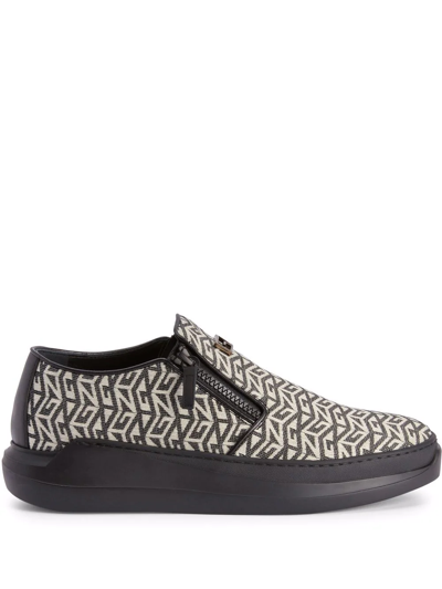 Giuseppe Zanotti Monogram Print Slip-on Sneakers In Multicolor