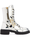 Giuseppe Zanotti Tifa Metallic Calf-length Boots In Silber