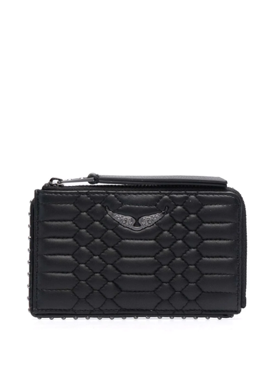 Zadig & Voltaire Quilted Leather Wallet In Schwarz