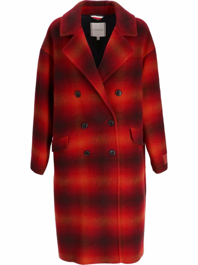 Tommy Hilfiger Checked Double Breasted Coat In Rot