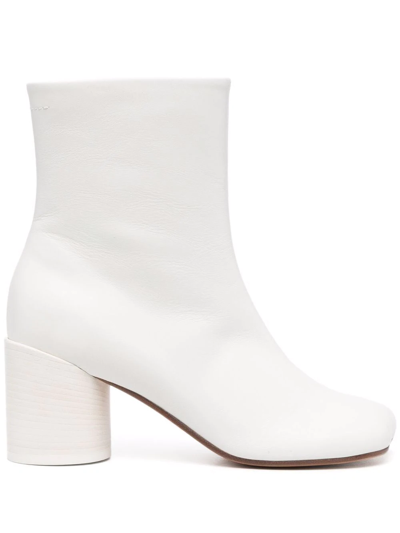 Mm6 Maison Margiela Anatomic 70mm Ankle Boots In Weiss