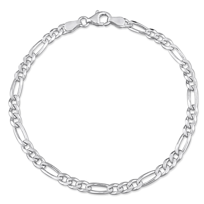 Amour Figaro Chain Bracelet In Sterling Silver In White