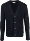 Sandro Wool Ribbed Button Cardigan In Navy Blue