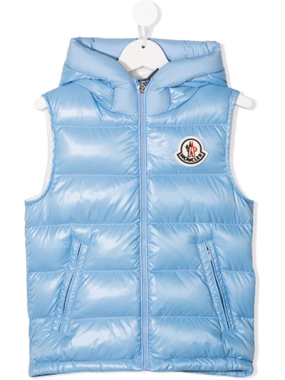 Moncler Kids' Padded Zip-up Down Gilet In Blue | ModeSens