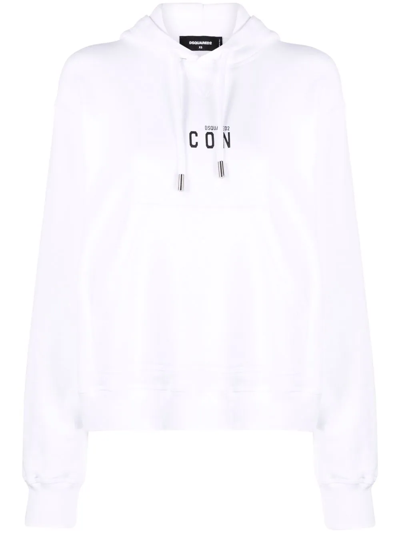 Dsquared2 Logo-print Long-sleeved Hoodie In White