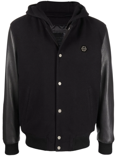 Philipp Plein Long-sleeve Bomber Jacket In Black