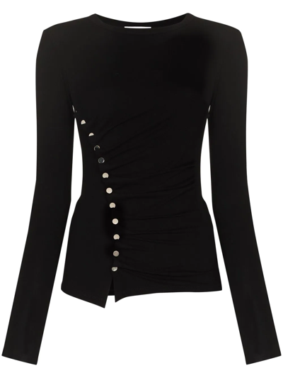 Paco Rabanne Stretch Button Up Top - 黑色 In Nero